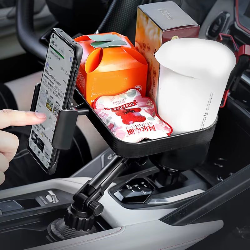 Adjustable 360-Degree Rotatable Car Cup Holder Tray for Organized Phone, Food, and Drink Storage