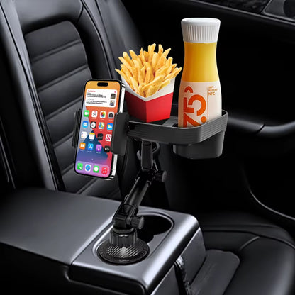 Adjustable 360-Degree Rotatable Car Cup Holder Tray for Organized Phone, Food, and Drink Storage