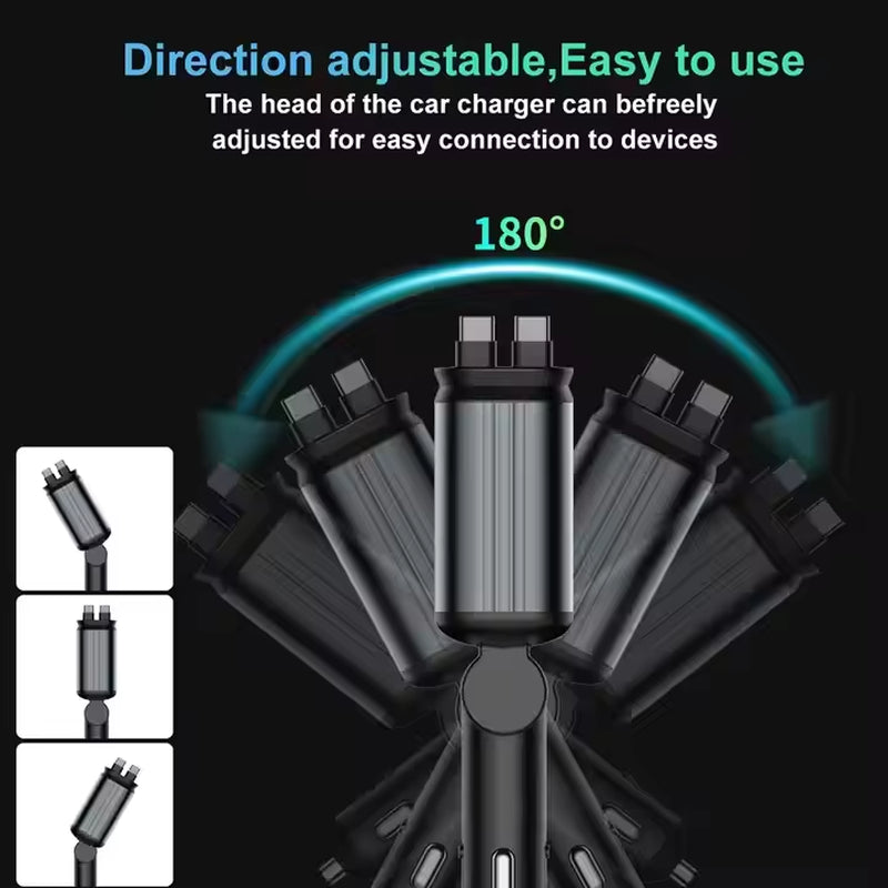 4-in-1 Retractable Car Charger & Starlight Projector