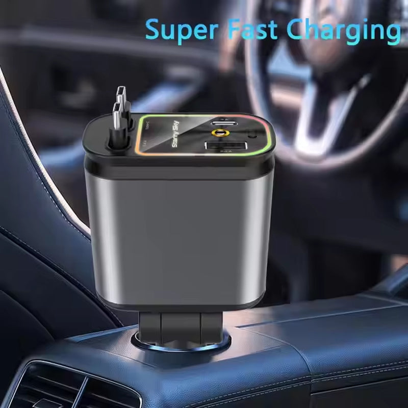 4-in-1 Retractable Car Charger & Starlight Projector