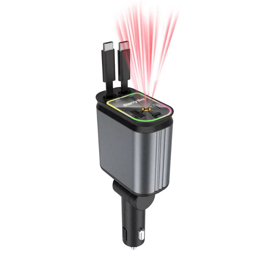 4-in-1 Retractable Car Charger & Starlight Projector