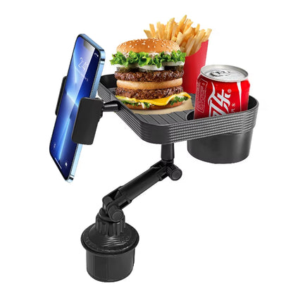 Adjustable 360-Degree Rotatable Car Cup Holder Tray for Organized Phone, Food, and Drink Storage