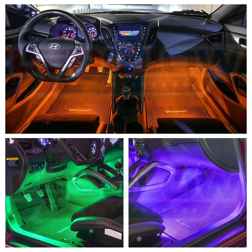 LED Multi-Color Interior Underdash Lighting Kit - 6 piece